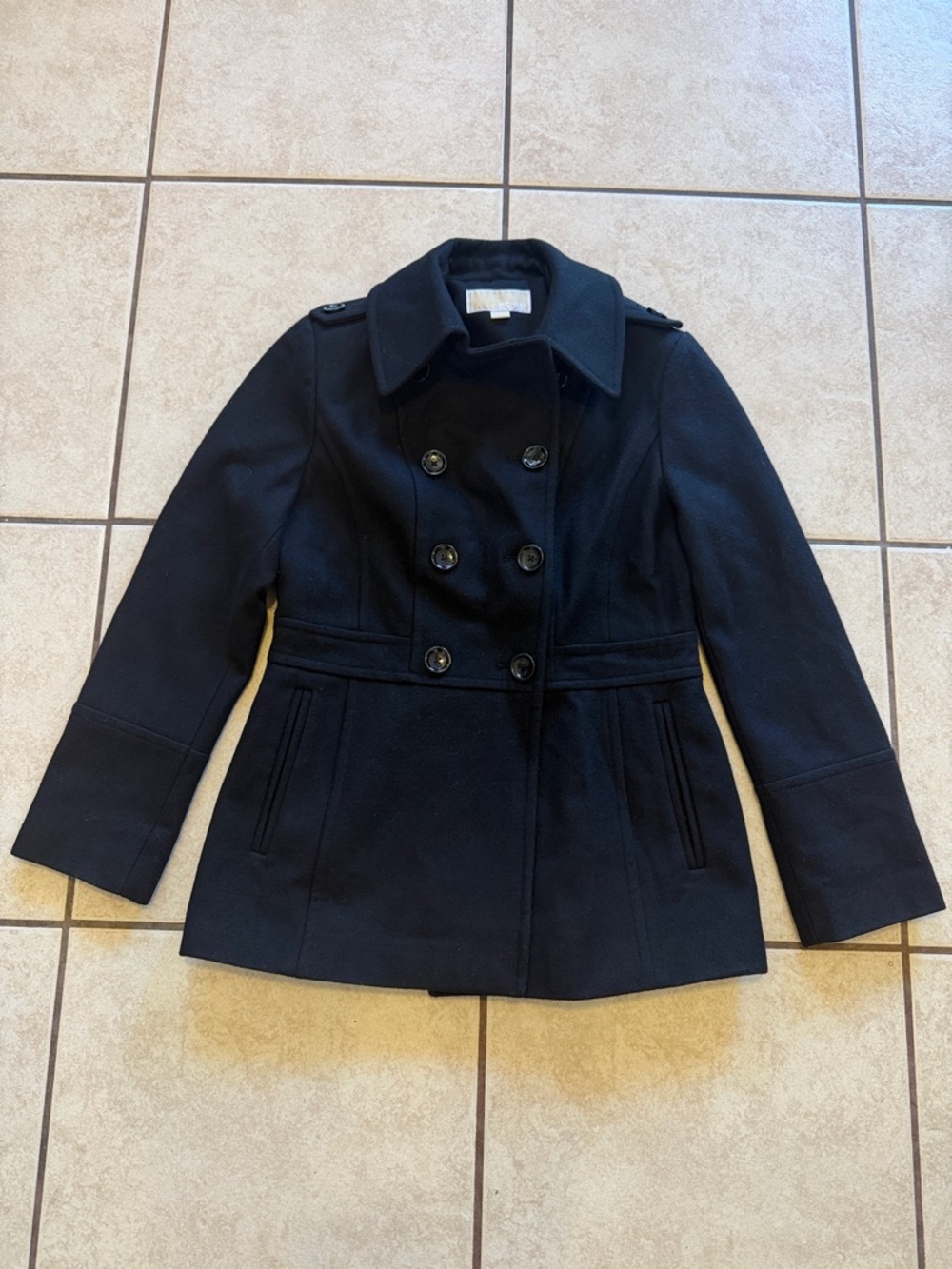 Michael Kors Black Double-Breasted Women's Peacoat